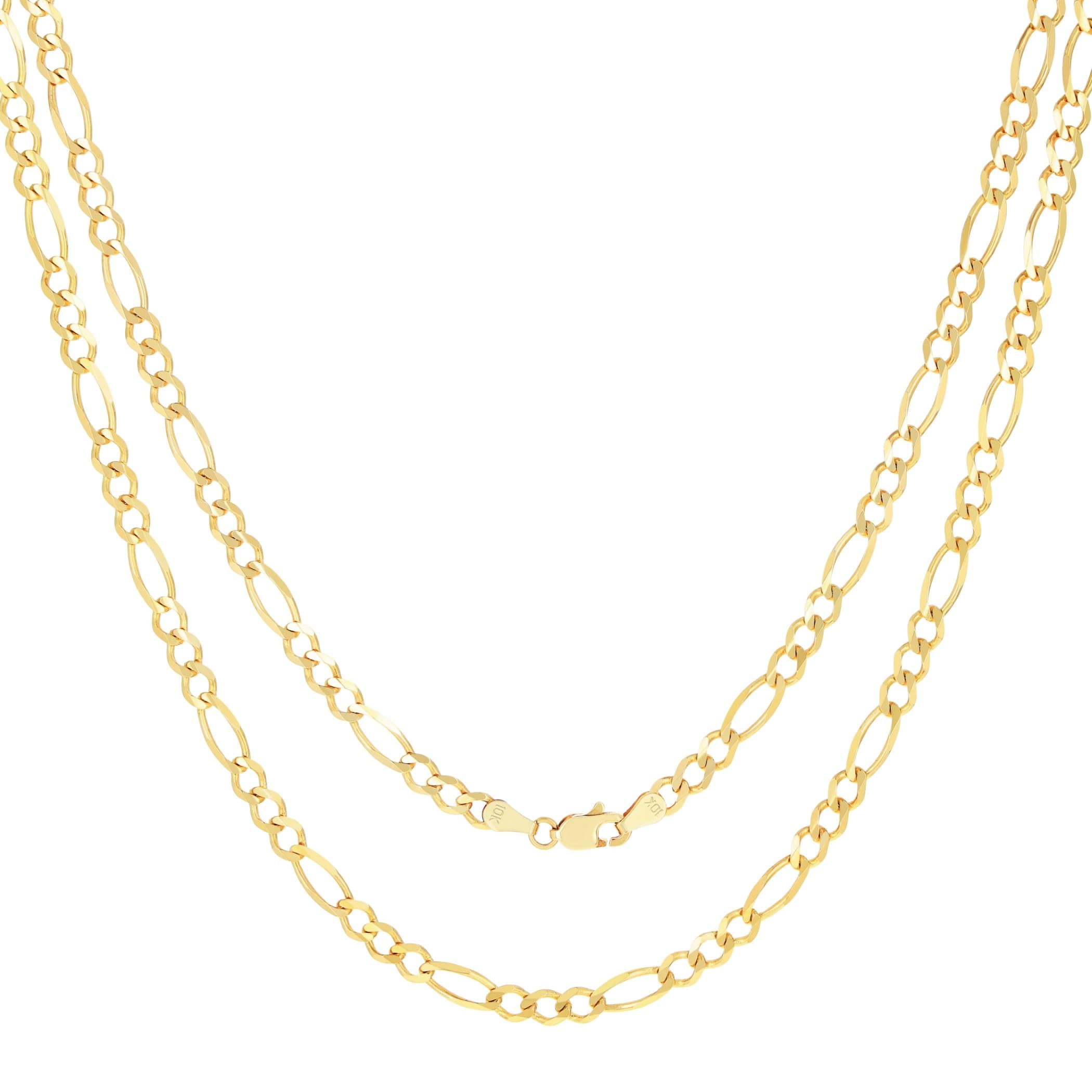 Nuragold 10k Yellow Gold 4.75mm Solid Figaro Chain Link Pendant